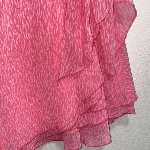Aerie Pink Chiffon Wrap Skirt Size Large – Abstract Brushstroke Flowy Lined Mini - Picture 5 of 12